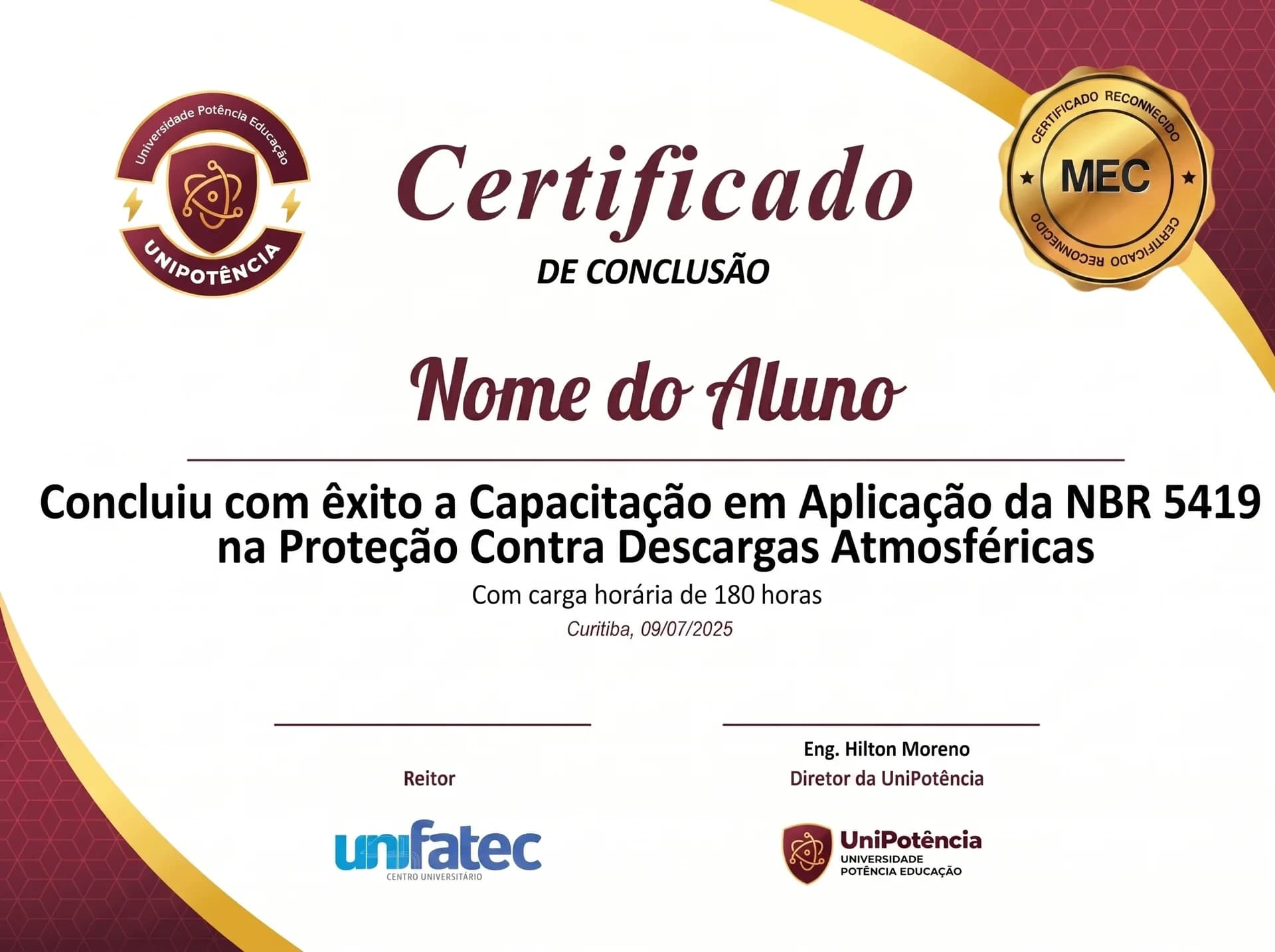 Modelo do Certificado de Extensão Universitária — Como Aplicar a NBR 5419:2026 (UniFatec)
